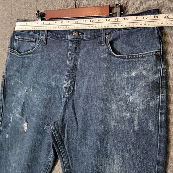 Nautica Jeans Mens 38x30* Blue Dark Wash Relaxed Straight Fit Distressed - Picture 3 of 16